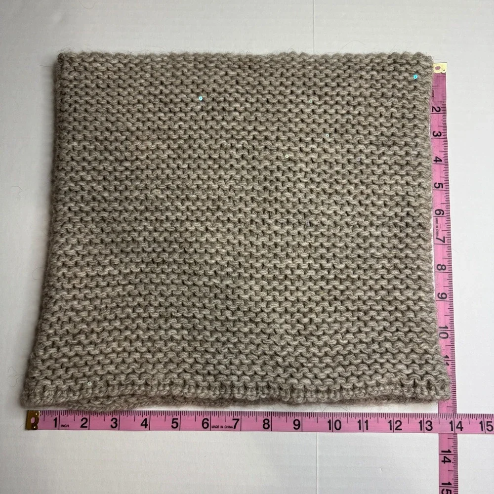 Lafayette 148‎ New York Knit Cowl Neck Warmer Alpaca Camel Blend Sequin Detail